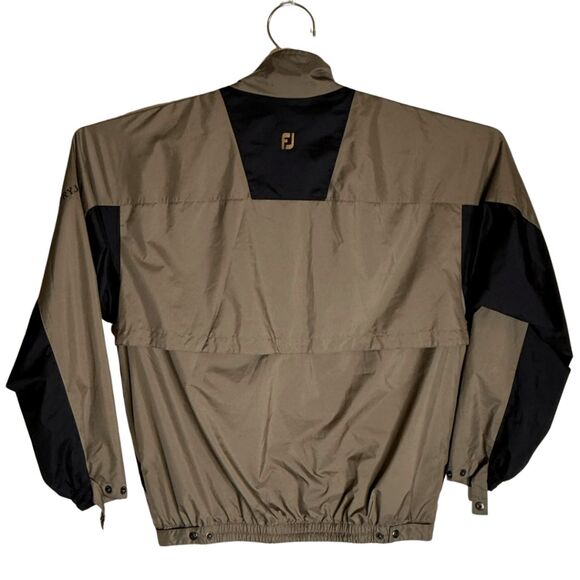 DryJoys by FJ FootJoy Men's Vented Lined Windbreaker Golf Jacket Tan Black Large - Picture 2 of 9